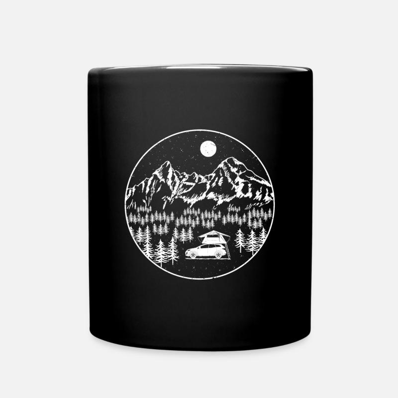 Dachzelt Klappdachzelt Natur Camping Geschenk Auto - Tasse einfarbig - Schwarz