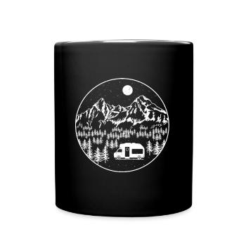 Motorhome Camping Holiday Nature Camper Night Sky - Full Colour Mug - black - Front