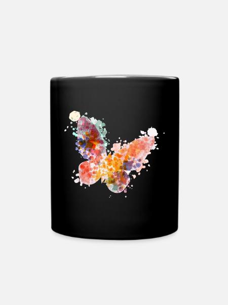 Watercolor Butterfly in Color Splash - Full Colour Mug - black