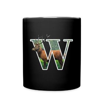W Wapiti alphabet animals - Full Colour Mug - black - Front