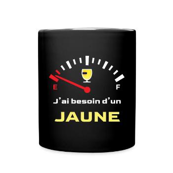 J'ai besoin d'un jaune - Message Humour Alcool - Mug uni - noir - Devant