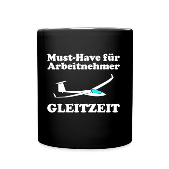 Gleitzeit Segelflieger Segelfliegen Pilot lustig - Tasse einfarbig - Schwarz - Vorne