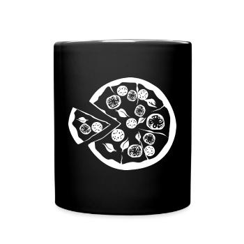 pizza pizzaria restaurant bar food illustration - Full Colour Mug - black - Front