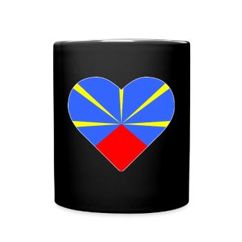 Coeur drapeau l’île de la réunion - Mug uni - noir - Devant