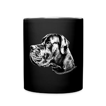 Dogge Hund Hundekopf Bulldogge Hunderasse - Tasse einfarbig - Schwarz - Vorne