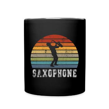 Saxophone vintage design - Full Colour Mug - black - Front