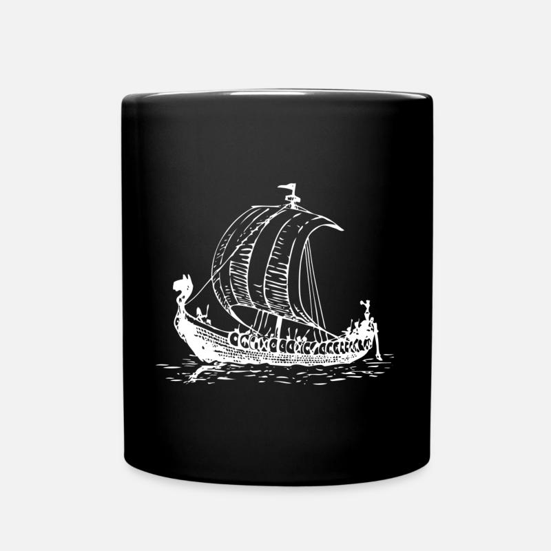 Wikinger Vikinger Schiff Drachenboot - Tasse einfarbig - Schwarz