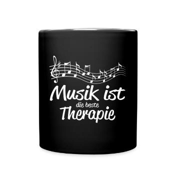 Musik ist Therapie - Tasse einfarbig - Schwarz - Vorne