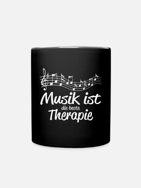 Musik ist Therapie - Tasse einfarbig - Schwarz