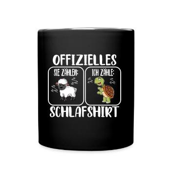 Schlafshirt Schildkröte - Tasse einfarbig - Schwarz - Vorne
