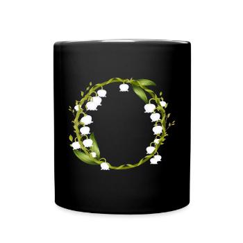 delicate spring-like wreath of lily of the valley - Full Colour Mug - black - Front
