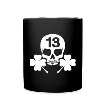 glücklicher weißer Schädel - Tasse einfarbig - Schwarz - Vorne