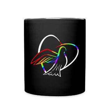 Friedenstaube mit Herz - Tasse einfarbig - Schwarz - Vorne