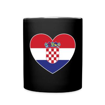 Kroatien Flagge Herz - Tasse einfarbig - Schwarz - Vorne