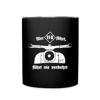 Schwalbe - Ostalgie - IFA - DDR - Moped - Tasse einfarbig - Schwarz - Vorne