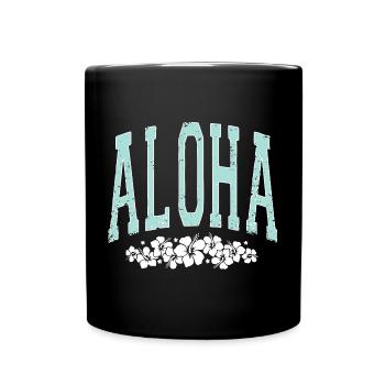 Aloha - Hibiscus - Surfin Summer - Tasse einfarbig - Schwarz - Vorne