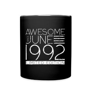 Juni 1992 Vintage Jahrgang Geburtstag Geschenk - Tasse einfarbig - Schwarz - Vorne