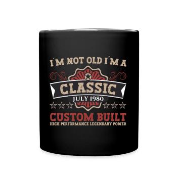 42. Geburtstag Jahrgang 1980 Juli Geschenke Herren - Tasse einfarbig - Schwarz - Vorne