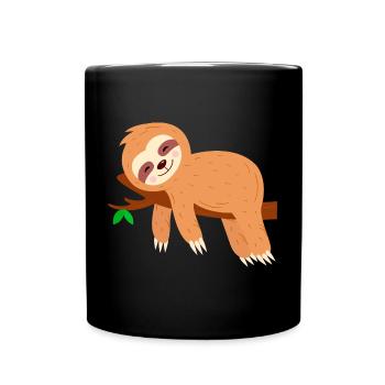 Faultier auf Baum Extrem Chiller - Tasse einfarbig - Schwarz - Vorne
