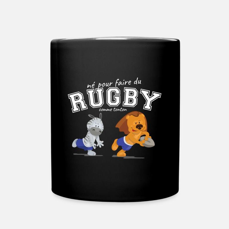 Born to play rugby like Uncle - Full Colour Mug - black