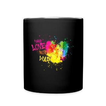 make love not war, regenbogen, herz,malerei ,bunt - Tasse einfarbig - Schwarz - Vorne