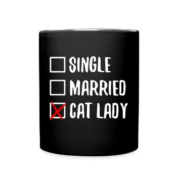 Single Married Cat Lady Geschenkidee Katzenmama - Tasse einfarbig - Schwarz - Vorne