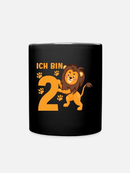 Löwe 2 Jahre Löwen 2 Kindergeburtstag - Tasse einfarbig - Schwarz