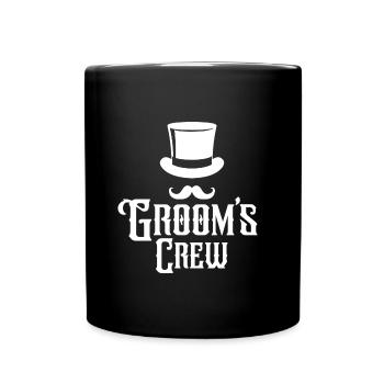 Groom’s Crew Top Hat Moustache Mens Enterrement de vie de garçon - Mug uni - noir - Devant