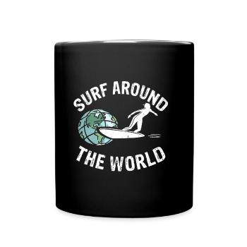SURF around the World - Tasse einfarbig - Schwarz - Vorne