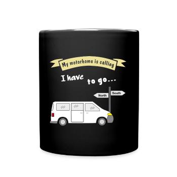 my motorhome is calling - Tasse einfarbig - Schwarz - Vorne