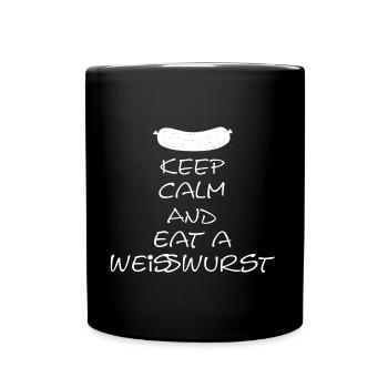 Keep Calm and eat a Weißwurst - Tasse einfarbig - Schwarz - Vorne