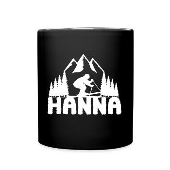 Ski Skifahrerin Vorname Hanna Name Skier - Tasse einfarbig - Schwarz - Vorne