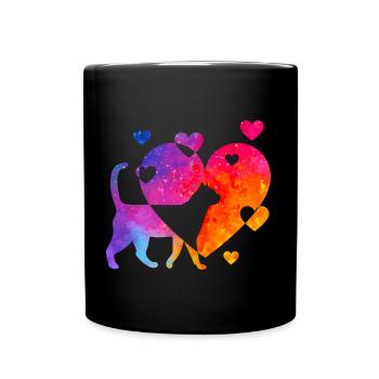 Katzenliebe - Tasse einfarbig - Schwarz - Vorne