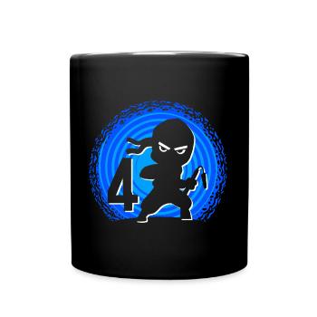 Ninja Birthday 4 Years Boy Ninjas Ninja - Full Colour Mug - black - Front