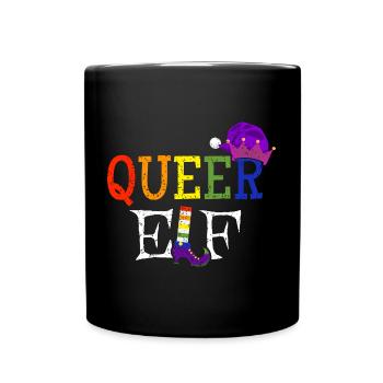Queer Elf - Schwuler Weihnachts-Elf Gay Pride - Tasse einfarbig - Schwarz - Vorne