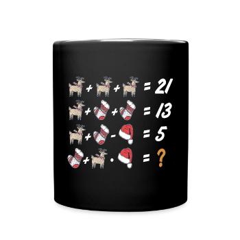 Ugly Xmas, Weihnachten, Mathematik, Aufgabe Mathe - Tasse einfarbig - Schwarz - Vorne