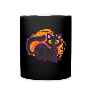 Düstere Schwarze Katze Halloween Grusel - Tasse einfarbig - Schwarz - Vorne