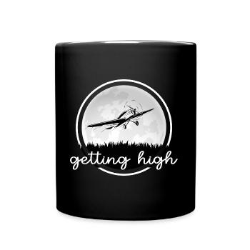 Flugzeug Pilot "getting high" Flieger-Romantik - Tasse einfarbig - Schwarz - Vorne