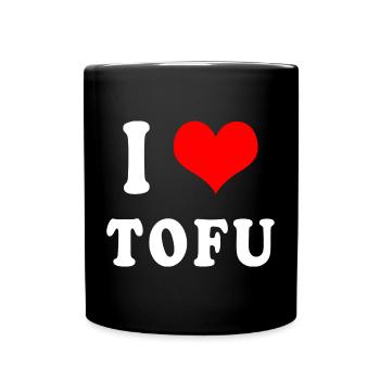 Ich liebe Tofu - Tasse einfarbig - Schwarz - Vorne