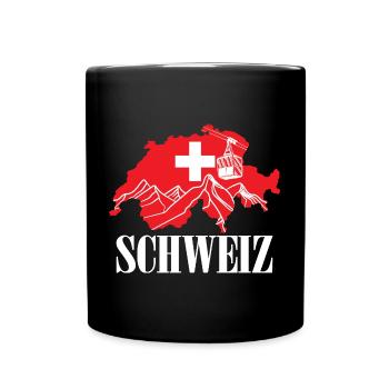Switzerland Map Swiss Flag - Schweiz - Full Colour Mug - black - Front