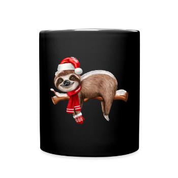 Sweet Christmas Sloth as Santa - Full Colour Mug - black - Front