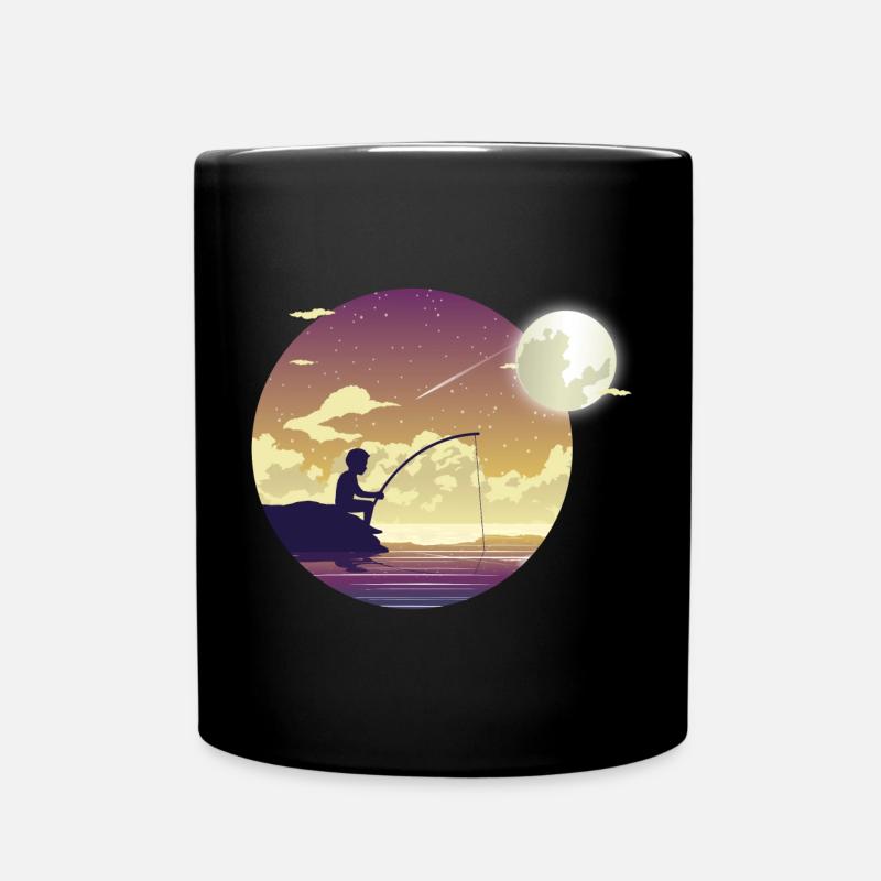 Moonlight fisherman - Full Colour Mug - black