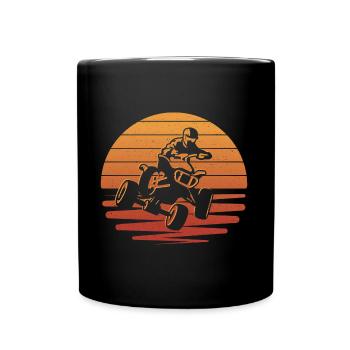 ATV Biker Offroad Design Quadfahrer Quad - Tasse einfarbig - Schwarz - Vorne