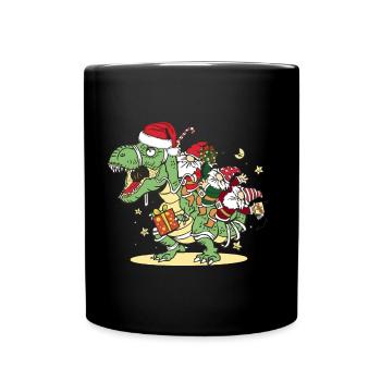 Noël, Dino, Noël, Trex Dinosaures, Gnomes - Mug uni - noir - Devant
