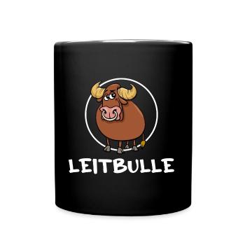 Kuh- Bulle Bauernhof Rind "Leitbulle"Führungskraft - Tasse einfarbig - Schwarz - Vorne