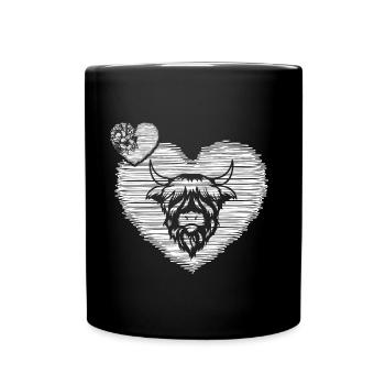 Kuh Kuhliebe Kuhfell schottisches Hochlandrind - Tasse einfarbig - Schwarz - Vorne