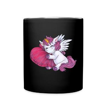 Schlafendes Einhorn Herz Kissen Einhornliebhaber - Tasse einfarbig - Schwarz - Vorne