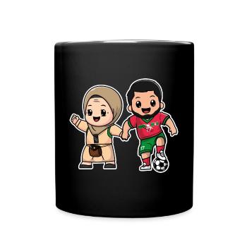 Moroccan player with his mother Morocco Football Gift - Full Colour Mug - black - Front