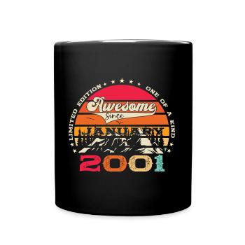Year 2001 January 22nd birthday Gift man - Full Colour Mug - black - Front