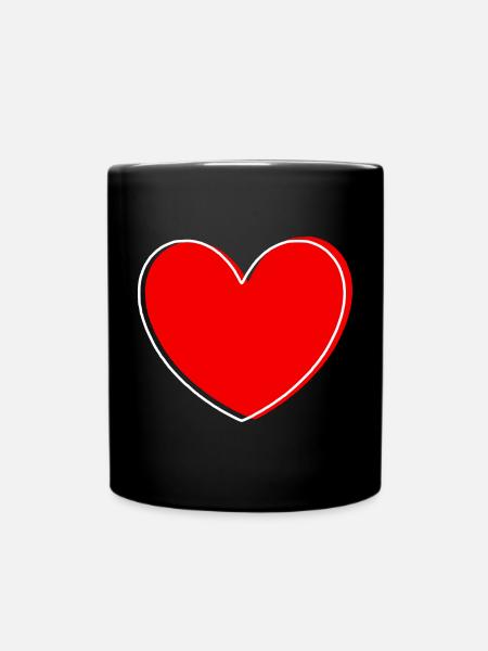 rotes Herz rot Herzen rot Herz - Tasse einfarbig - Schwarz